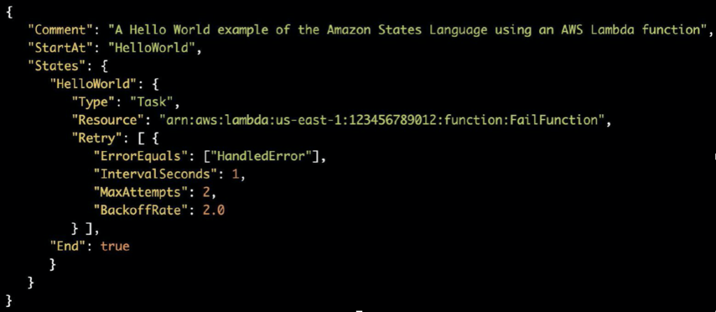 Amazon State Language: Error handling example