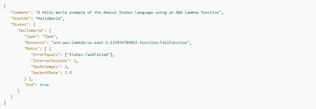 AWS Step Functions: States.TaskFailed example