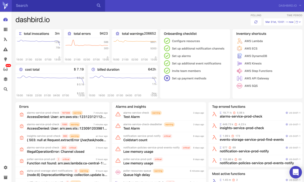 serverless dashboard