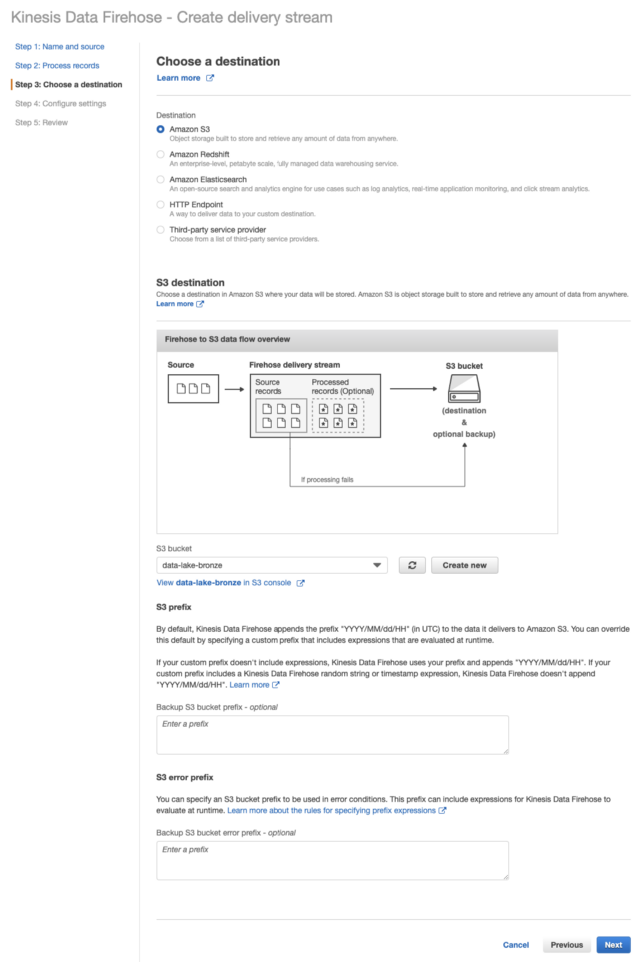 Create a delivery stream 
