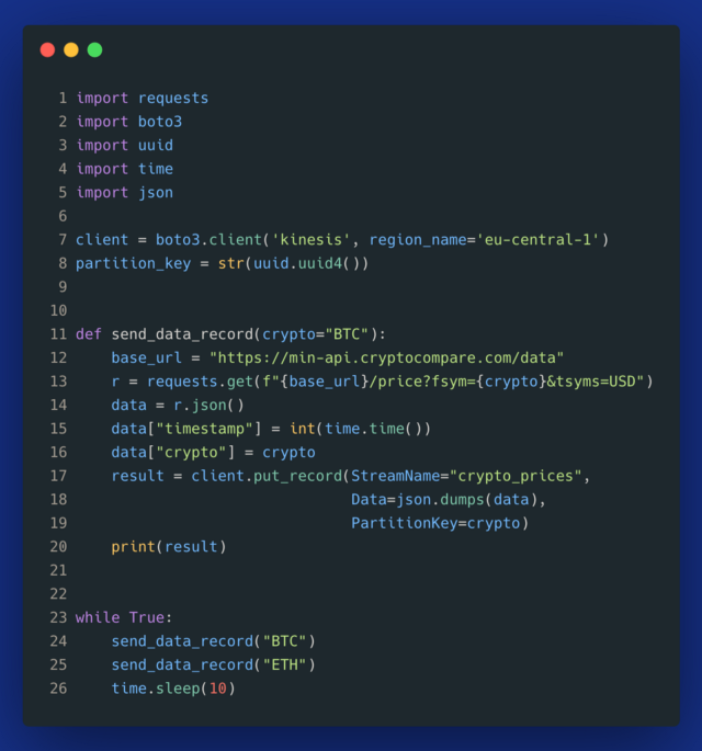 Kinesis Data Streams usage in Python 
