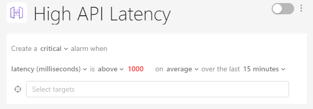 high api latency alert setup